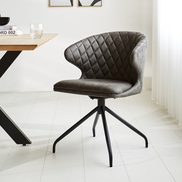 Dining room chair Eloi Dimehouse Anthracite LxWxH 58x58x54 Fabric Atmospheric photo diagonal front view