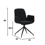 Eetkamerstoel Nela Dimehouse Zwart LxBxH 64x64x52 Stof Witfoto maatindicatie