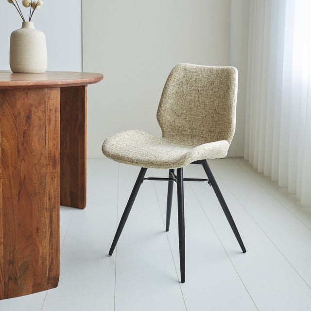 Dining room chair Beau chenille Dimehouse White LxWxH 72x68x50 Fabric Atmospheric photo diagonal front view