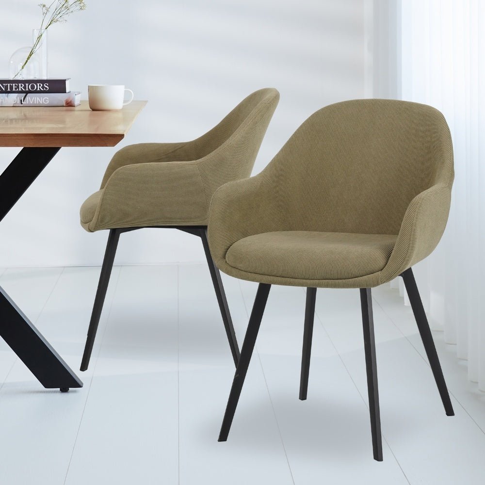 Dining room chair Remy Dimehouse Olive green LxWxH 64x59x58 Atmospheric photo diagonal front view