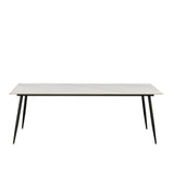 Jules White dining table Dimehouse White LxWxH 237x112x13 Sintered stone Atmospheric photo diagonal front view