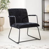 Fauteuil Hailey Chenille Dimehouse Zwart LxBxH 66x64x37 Stof Sfeerfoto schuin vooraanzicht
