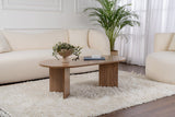 Coffee tables-Oval coffee table walnut melamine - Japandi - 119x60 cm - Sota-Dimehouse