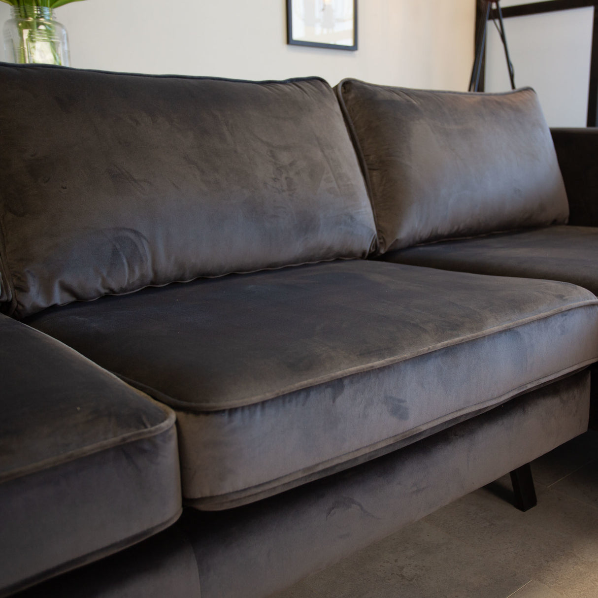 Sofa Gino Dimehouse Anthracite LxWxH 150x97x55 Fabric Atmospheric photo detail