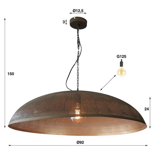 Hanging lamp Danique DH Interior Bronze LxWxH 101x101x34 Bronze White photo size indication