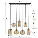 Hanging lamp Faye DH Interior Amber color glass Amber color glass White photo size indication