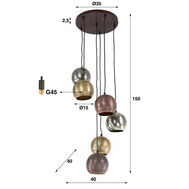 Hanging lamp Berns DH Interior Nickel LxWxH 47x43x25 Nickel White photo size indication