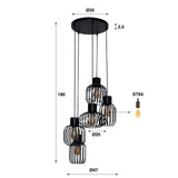 Hanging lamp Hannes DH Interior Charcoal LxWxH 51x51x19 Metal White photo size indication