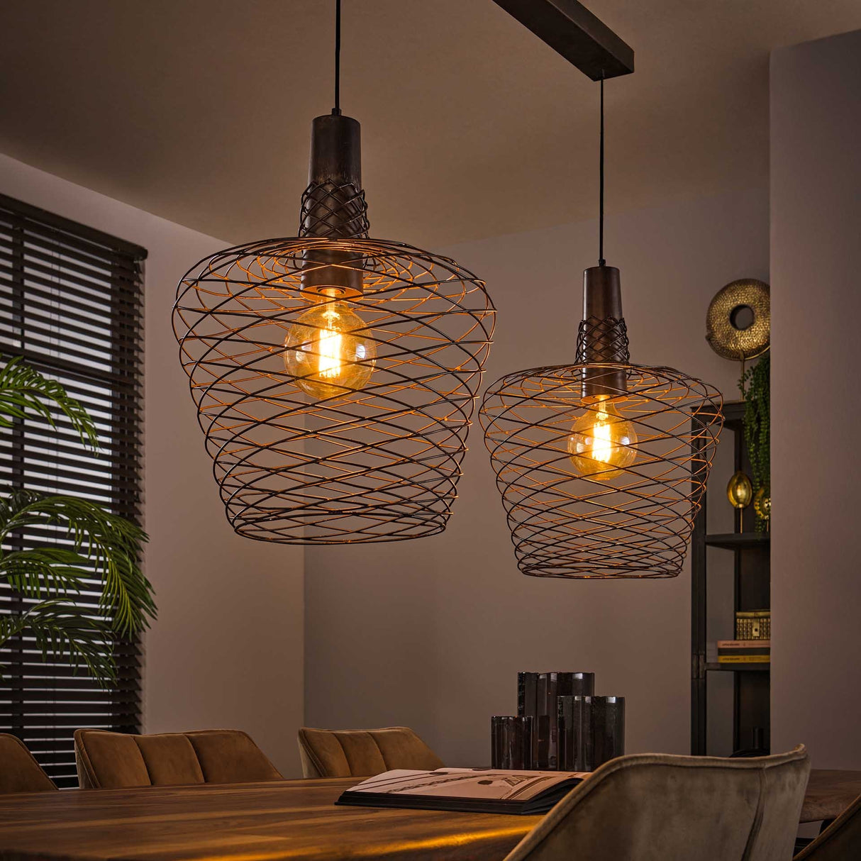 Hanging lamp Luki DH Interior Copper LxWxH 95x49x45 Metal Atmospheric photo diagonal front view
