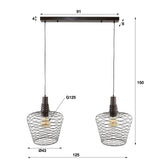 Hanging lamp Luki DH Interior Copper LxWxH 95x49x45 Metal White photo size indication