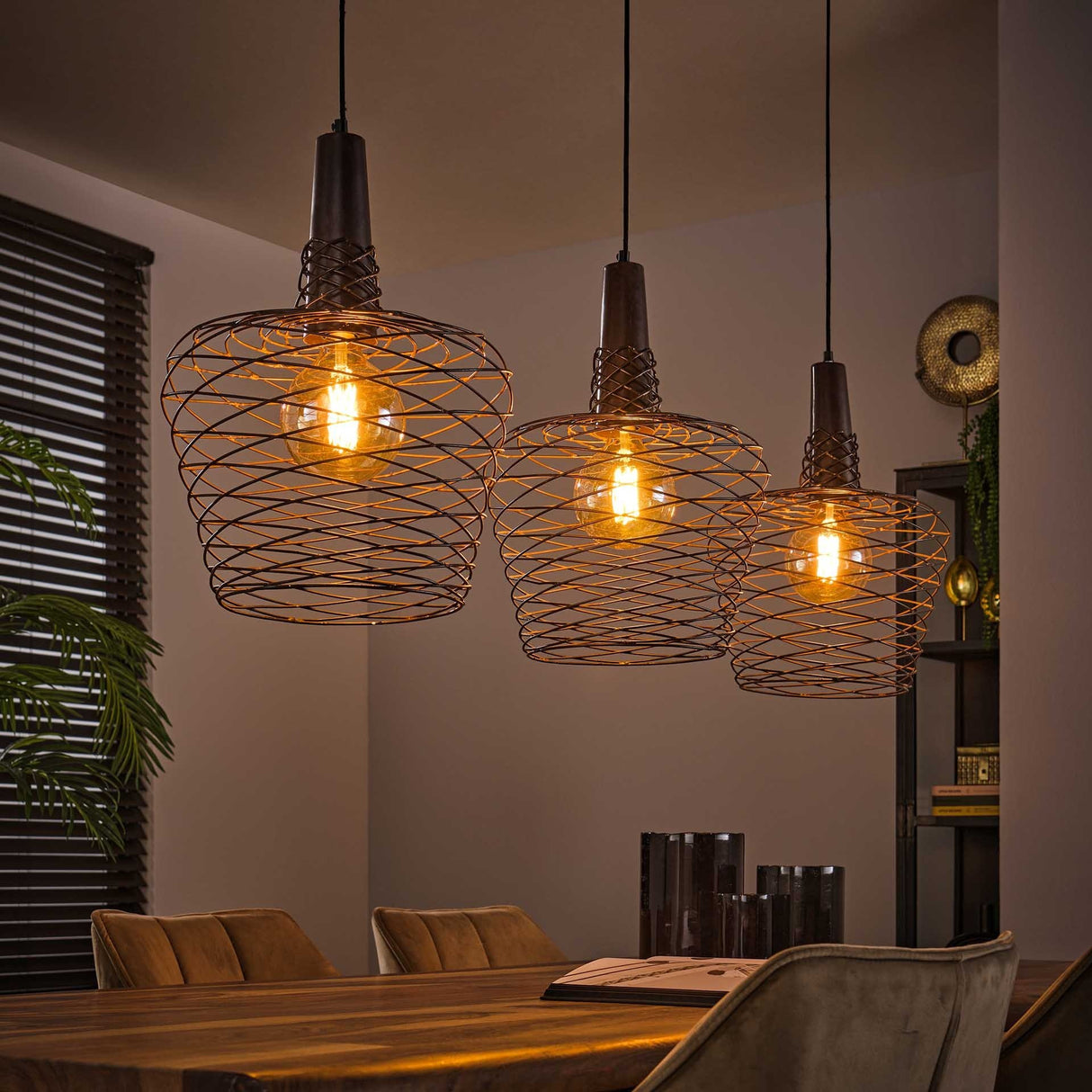 Hanging lamp Luki DH Interior Copper Metal Atmospheric photo diagonal front view