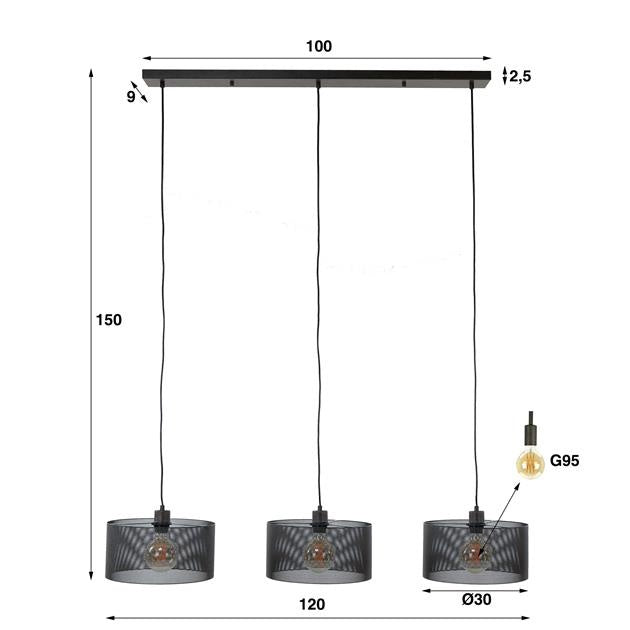 Hanging lamp Jeff DH Interior Black LxWxH 103x39x19 Metal White photo size indication