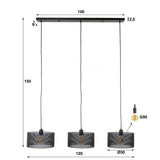 Hanging lamp Jeff DH Interior Black LxWxH 103x39x19 Metal White photo size indication