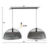 Hanging lamp Jessica DH Interior Brown LxWxH 63x63x43 Black brown White photo size indication