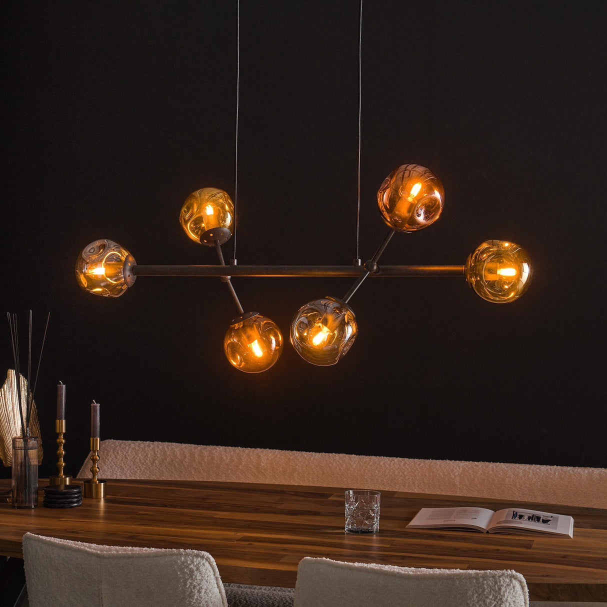 Hanging lamp Kaja DH Interior Black LxWxH 111x50x21 Metal Atmospheric photo diagonal front view