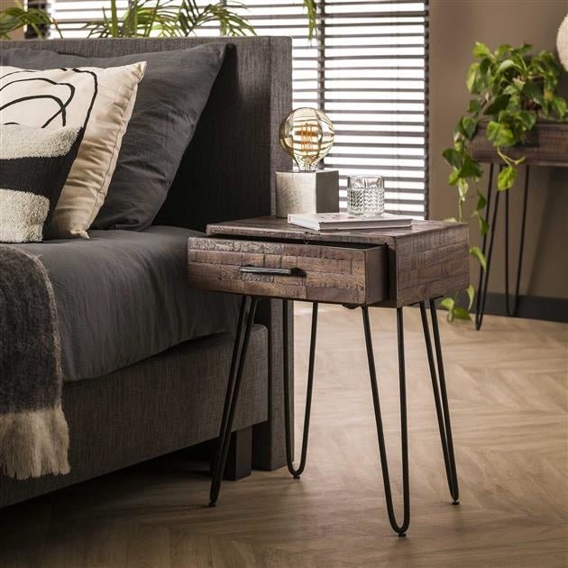 Bedside table Marly DH Interior Gray LxWxH 60x45x35 Gray Ambient photo diagonal front view