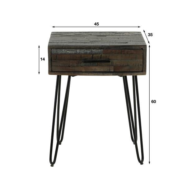 Bedside table Marly DH Interior Gray LxWxH 60x45x35 Gray White photo size indication
