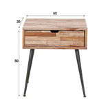Bedside table Cloë DH Interior Weathered LxWxH 50x40x19 Teak White photo size indication