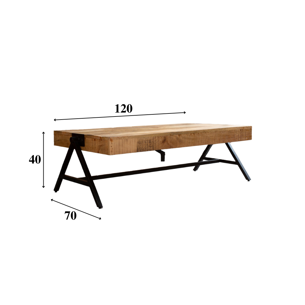 Coffee table Avia Dimehouse Brown LxWxH 125x80x16 Mango wood White photo size indication