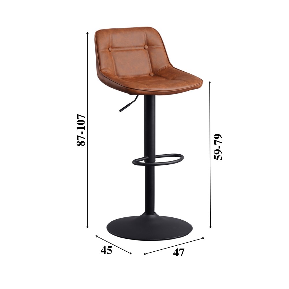 Barstool Jason Dimehouse Cognac LxWxH 82x52x39 Faux leather White photo size indication