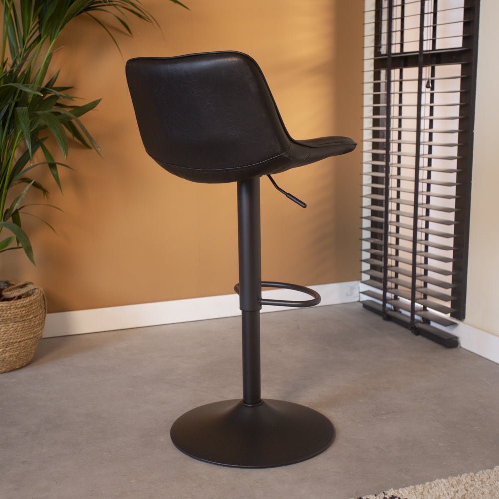 Barstool Jason Dimehouse Black LxWxH 82x52x39 Faux leather Atmospheric photo diagonal rear view