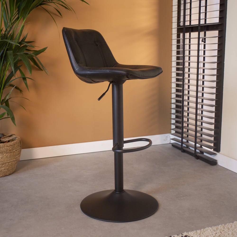 Barstool Jason Dimehouse Black LxWxH 82x52x39 Faux leather Atmospheric photo side view