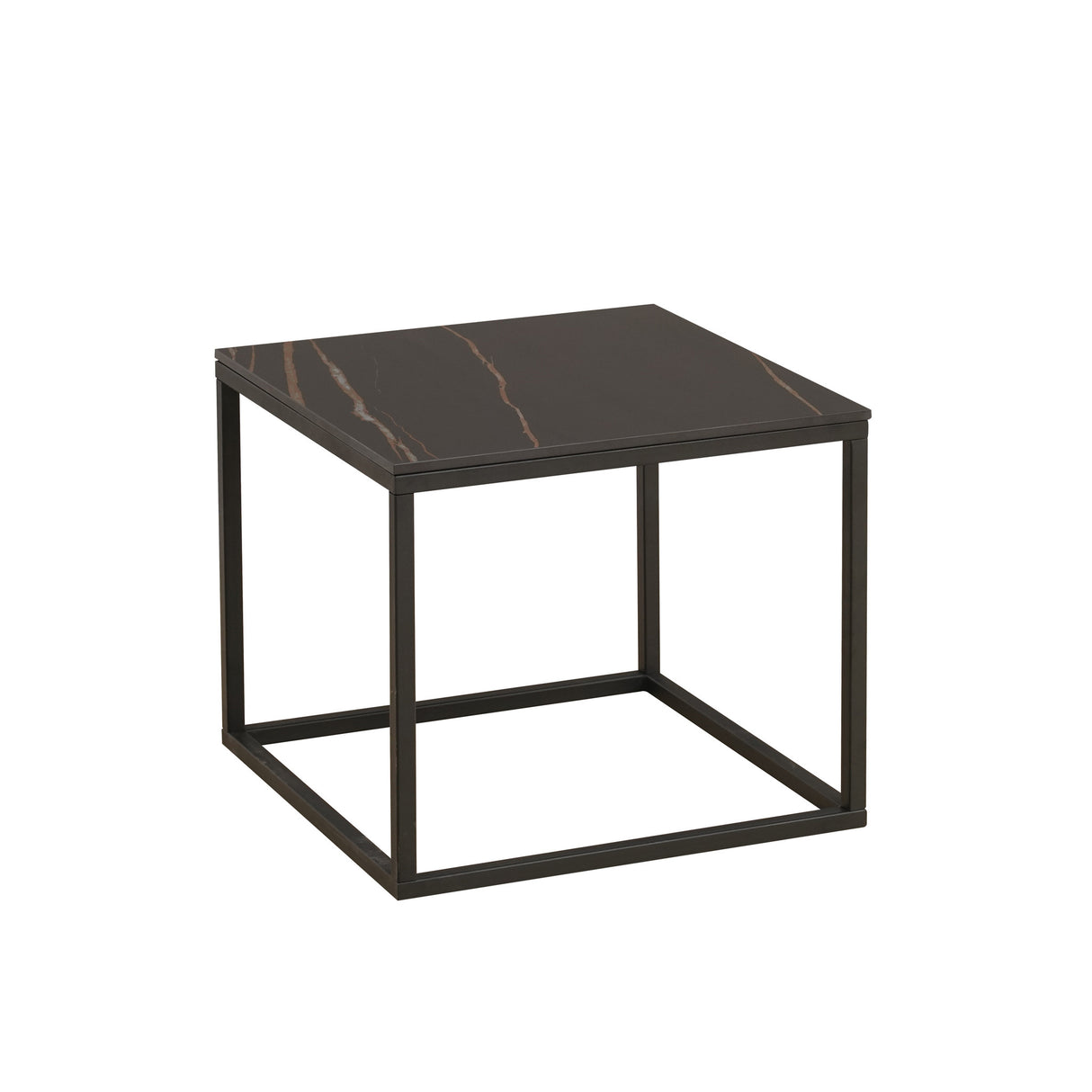 Side table Fien Dimehouse Black LxWxH 63x63x10 Sintered stone White photo diagonal front view