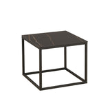 Side table Fien Dimehouse Black LxWxH 63x63x10 Sintered stone White photo diagonal front view