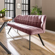 Dining room sofa Romy DH Interior Pink LxWxH 197x82x59 Velvet Atmospheric photo diagonal front view