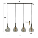Hanging lamp Karen DH Interior Black LxWxH 102x58x39 Metal White photo size indication