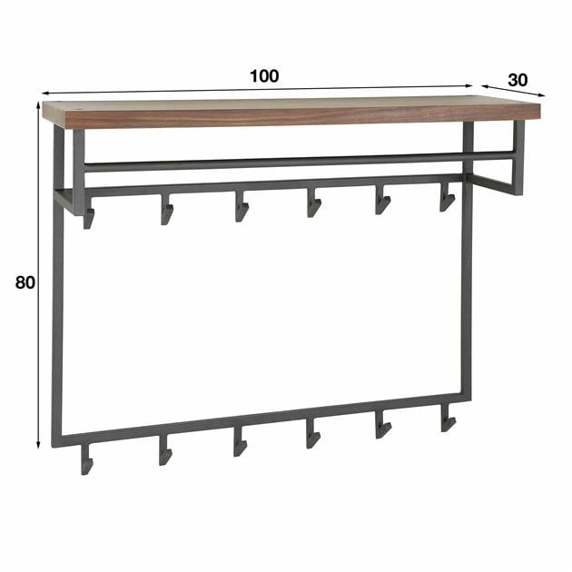 Coat rack Daya DH Interior Saja LxWxH 106x87x37 Saja wood White photo size indication