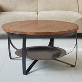 Coffee table Oxis Dimehouse Brown LxWxH 92x92x43 Mango wood Atmospheric photo diagonal front view