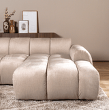 Sofas-Corner sofa with lounge beige velvet textured fabric - stripes - right - Brix-Dimehouse