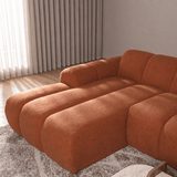 Sofas-Corner sofa with lounge copper bouclé fabric - stripes - left - Brix-Dimehouse