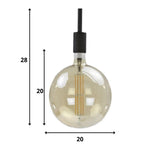 Light source LED filament Bulb Ø9.5 DH Interior Amber color glass LxWxH 15x10x10 Amber color glass White photo size indication