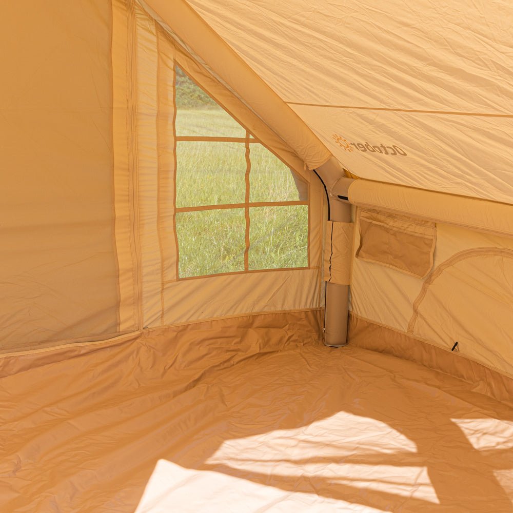 Tent Four person Inflatable Beige 300x200x210 cm Dimehouse Beige LxWxH 75x48x38 Cotton Atmosphere photo different