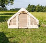 Tent Four person Inflatable Beige 300x200x210 cm Dimehouse Beige LxWxH 75x48x38 Cotton Atmospheric photo front view
