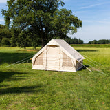 Tent Four person Inflatable Beige 300x200x210 cm Dimehouse Beige LxWxH 75x48x38 Cotton Atmospheric photo diagonal front view