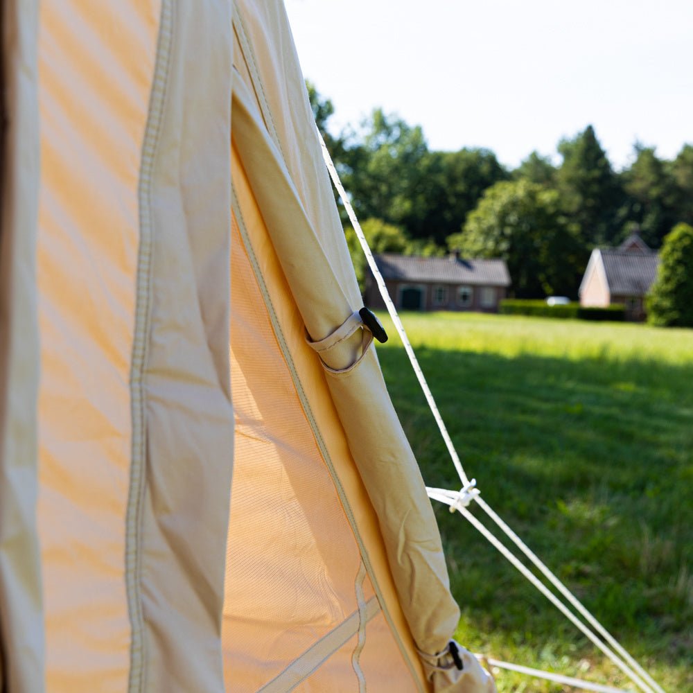 Tent Four person Inflatable Beige 300x200x210 cm Dimehouse Beige LxWxH 75x48x38 Cotton Atmosphere photo different