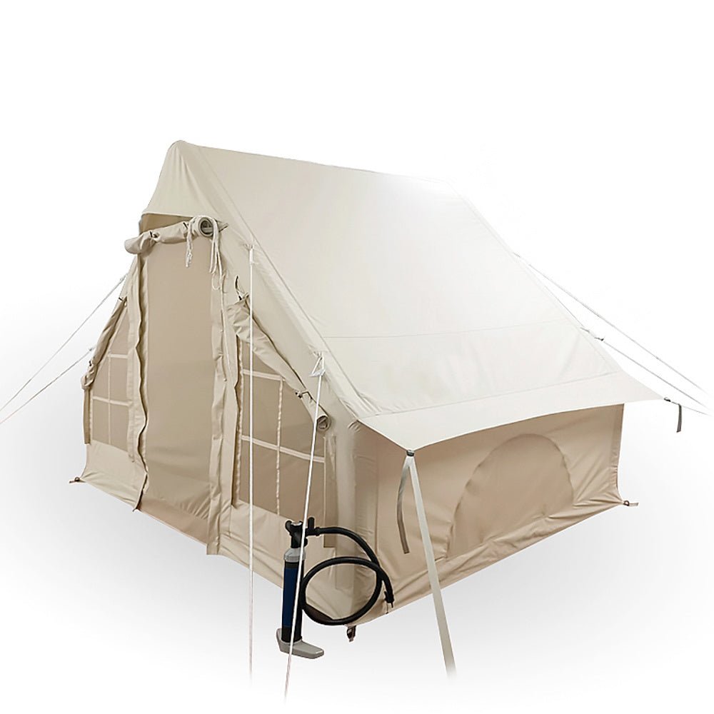 Tent Four person Inflatable Beige 300x200x210 cm Dimehouse Beige LxWxH 75x48x38 Cotton White photo side view