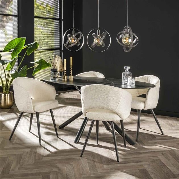 Dining table Sophie DH Interior Black LxWxH 189x99x9 Ceramic Atmospheric photo diagonal front view