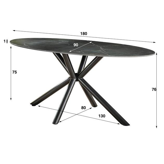 Dining table Sophie DH Interior Black LxWxH 189x99x9 Ceramic White photo size indication