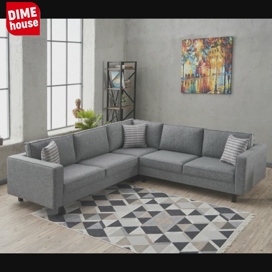 Corner sofa Kale Fabric Anthracite - five person 
