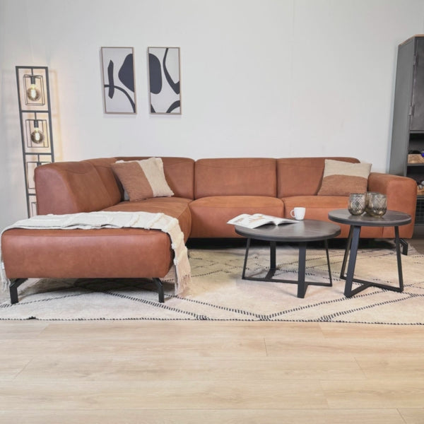 Corner sofa in cognac robust eco-leather Barin - right 