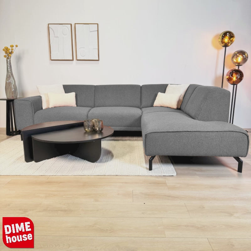 Gray boucle fabric corner sofa Maël - right 
