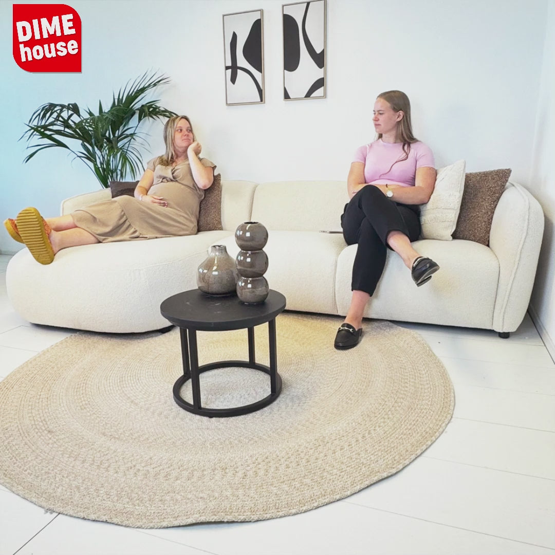 Corner sofa with organic shape, cream boucle Sophie - right 