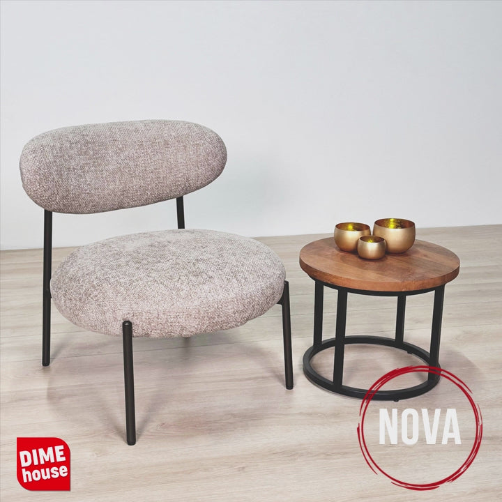 Nova Round Armchair – Sand-colored Fabric 