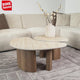 Set of 2 organic coffee tables Jimi travertine top with walnut base - Japandi