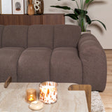 Sofas-Corner sofa with lounge soft brown bouclé fabric - stripes - left - Brix -Dimehouse