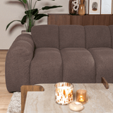 Sofas-Corner sofa with lounge soft brown bouclé fabric - stripes - right - Brix -Dimehouse